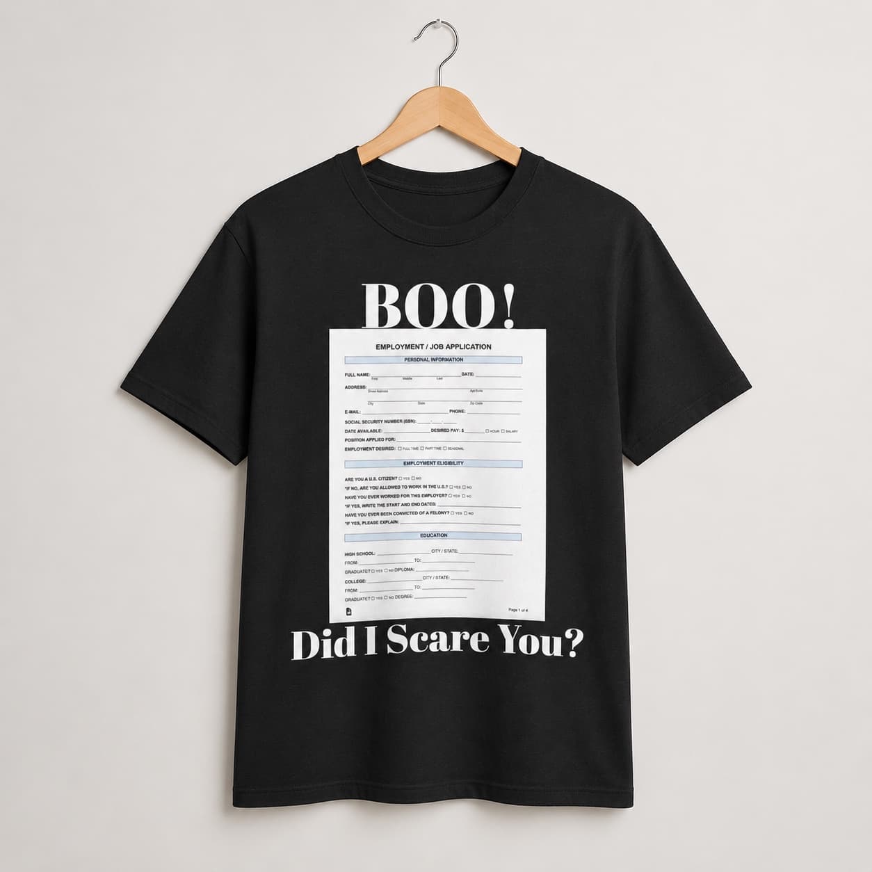 BOO! Did I Scare You? black T-shirt, front print