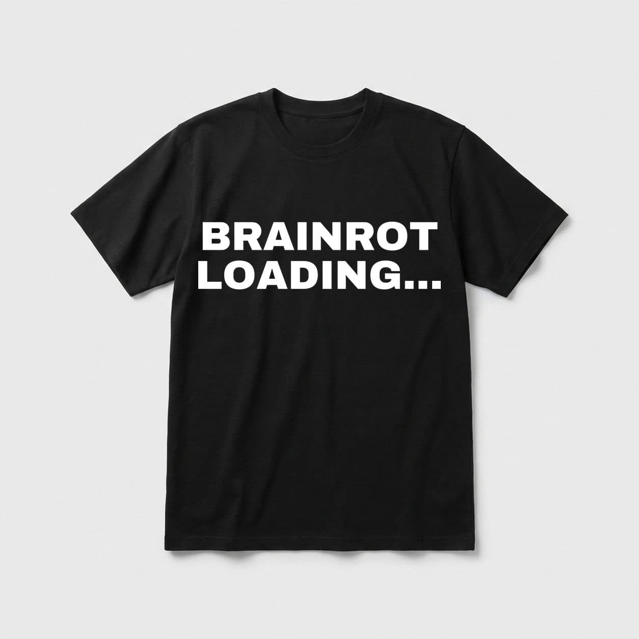 Brainrot Loading black T-shirt, front print