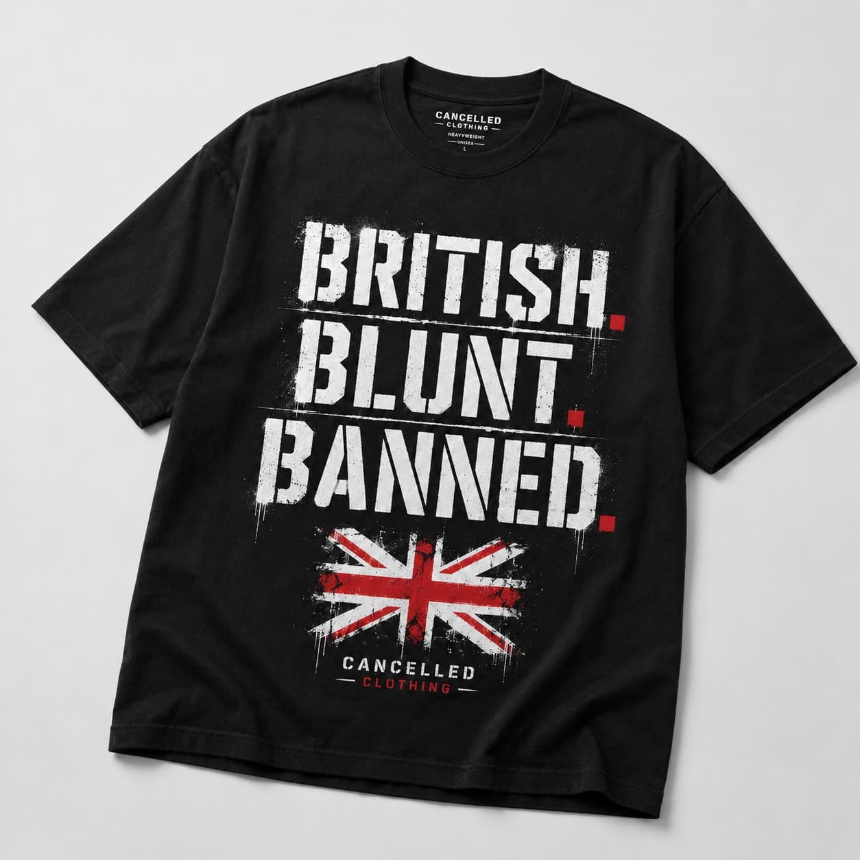 British Blunt Banned t-shirt on a hanger