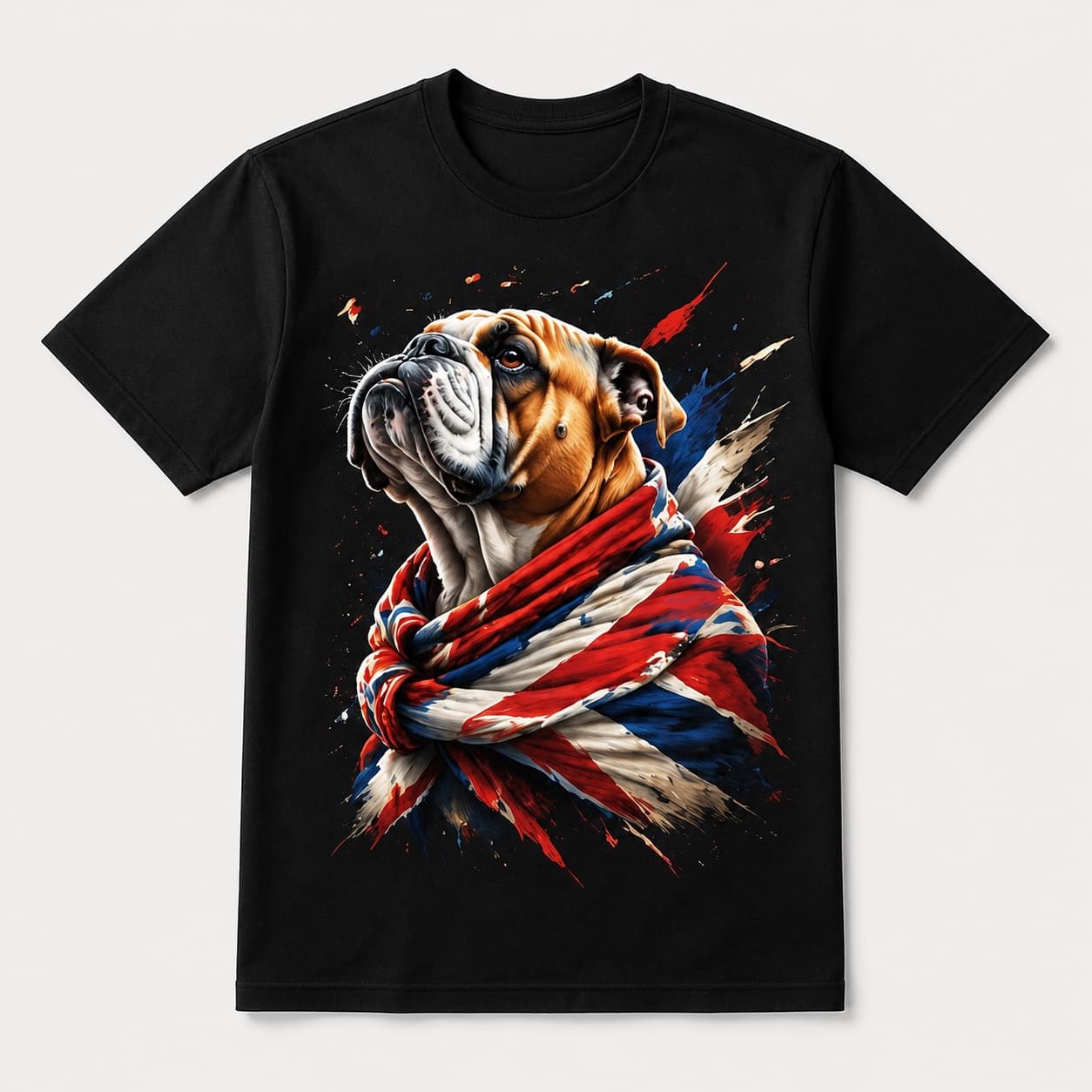 Bulldog Britannia t-shirt on a hanger