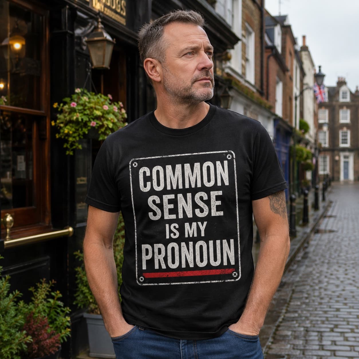 Common Sense Is My Pronoun worn