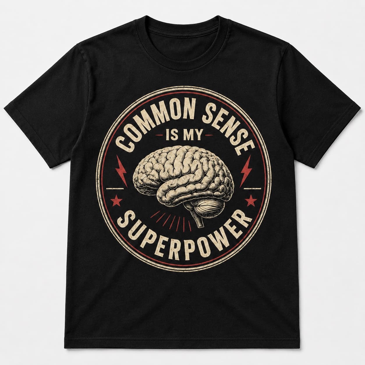 Common Sense Is My Superpower t-shirt on a hanger