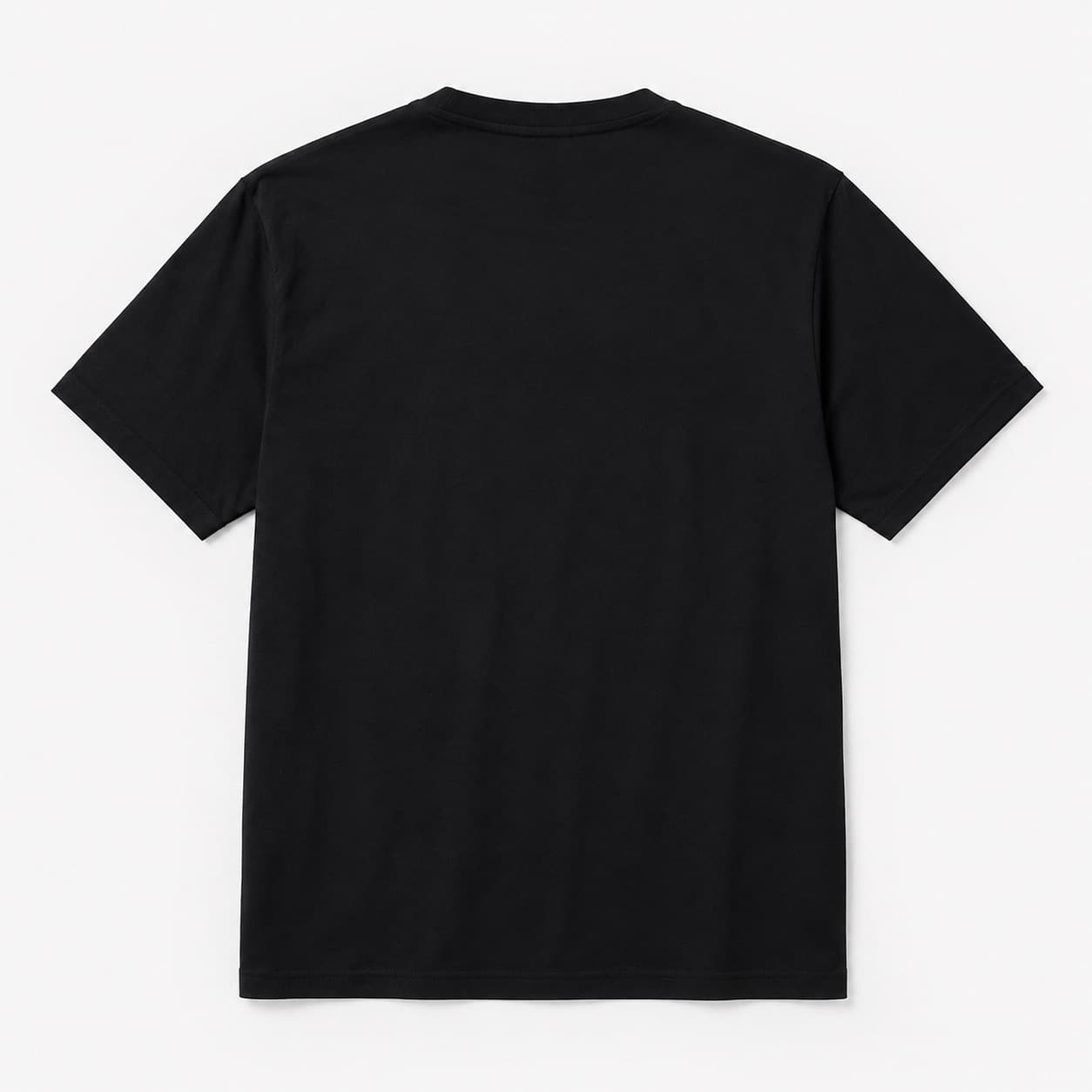 Plain black back of the I Love Eating Microplastics T-shirt