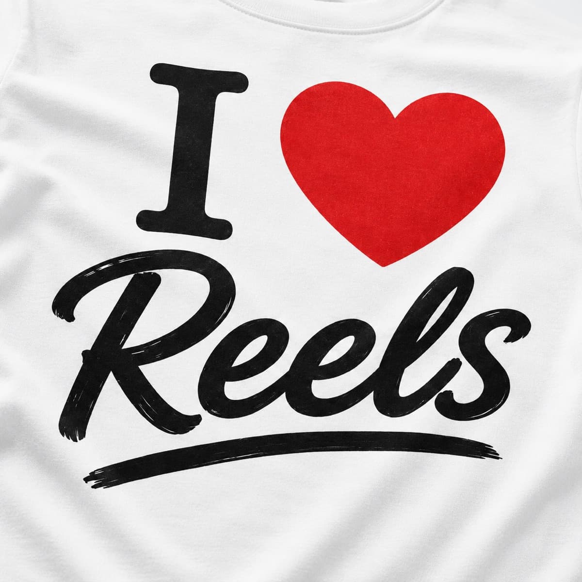 Close-up of the I Love Reels print