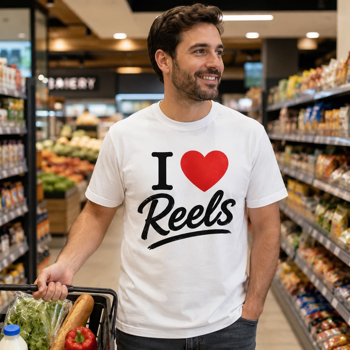 I Love Reels T-shirt worn, lifestyle shot