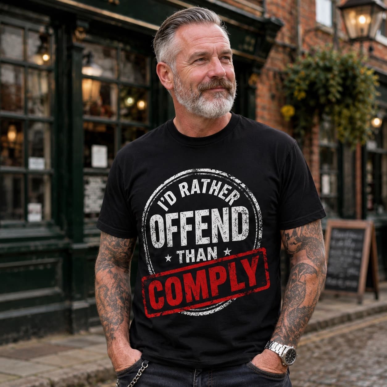 I'd Rather Offend Than Comply worn