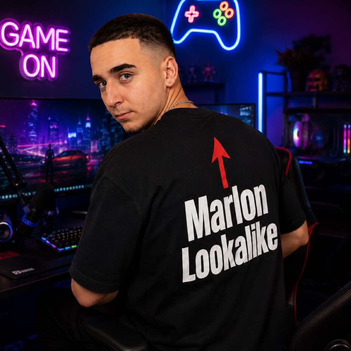 Marlon Lookalike T-shirt worn, lifestyle shot