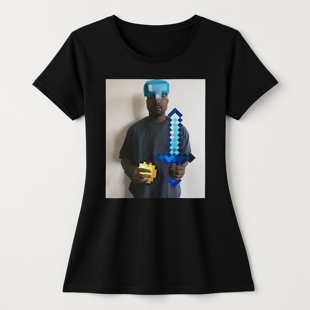 Minecraft Kanye T-Shirt — women's fit, Black, front