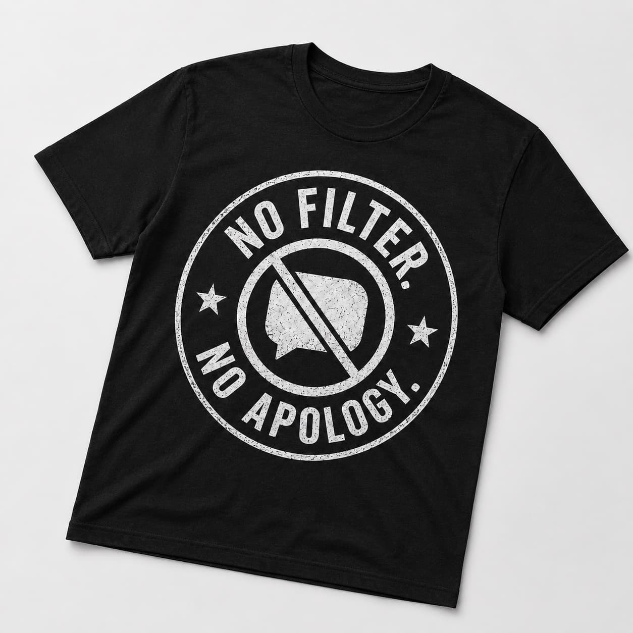 No Filter No Apologies t-shirt on a hanger