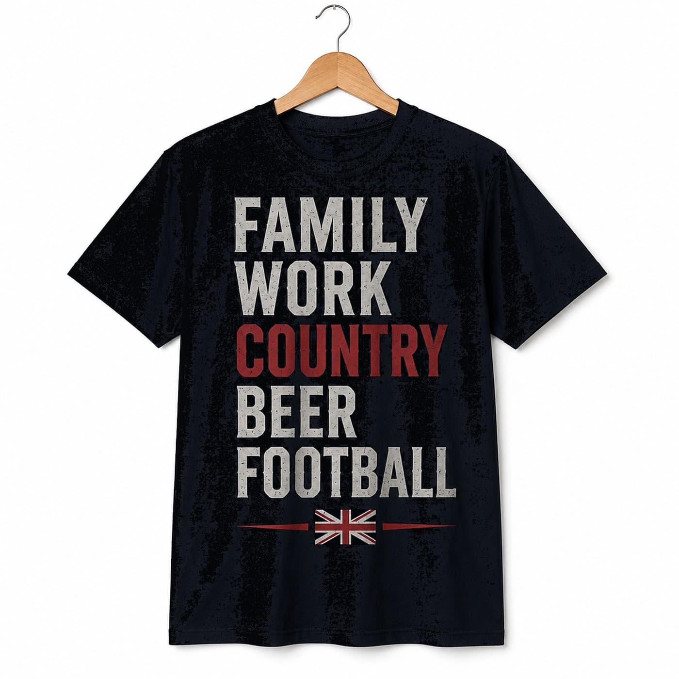 Priorities t-shirt on a hanger