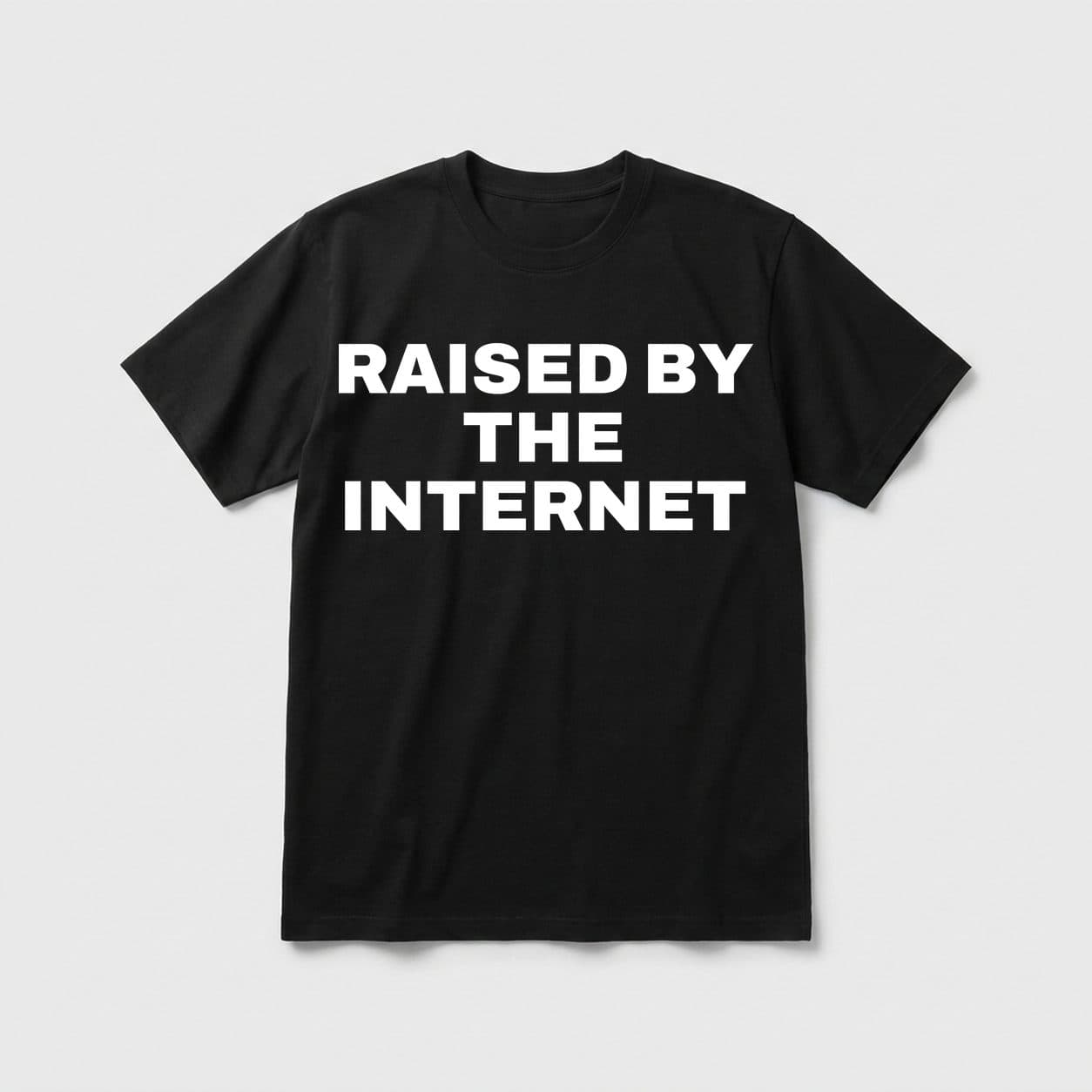 Raised By The Internet black T-shirt, front print