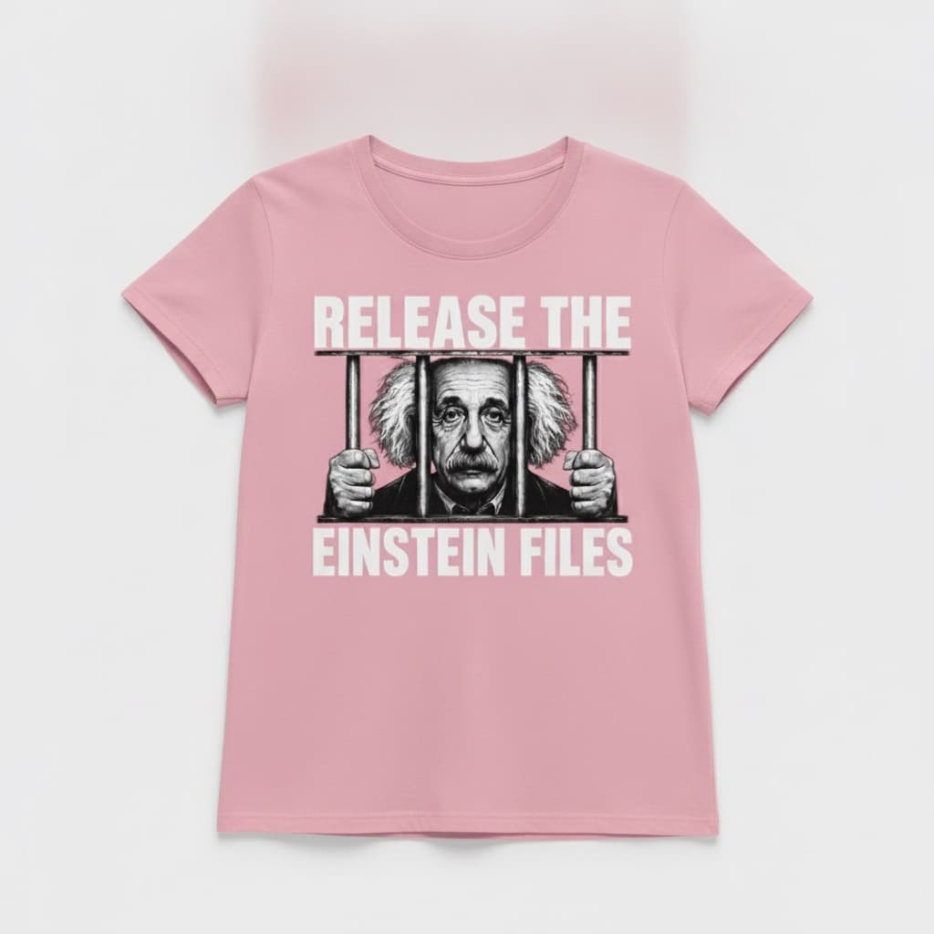 Release the Einstein Files T-Shirt — women's fit, Baby Pink, front