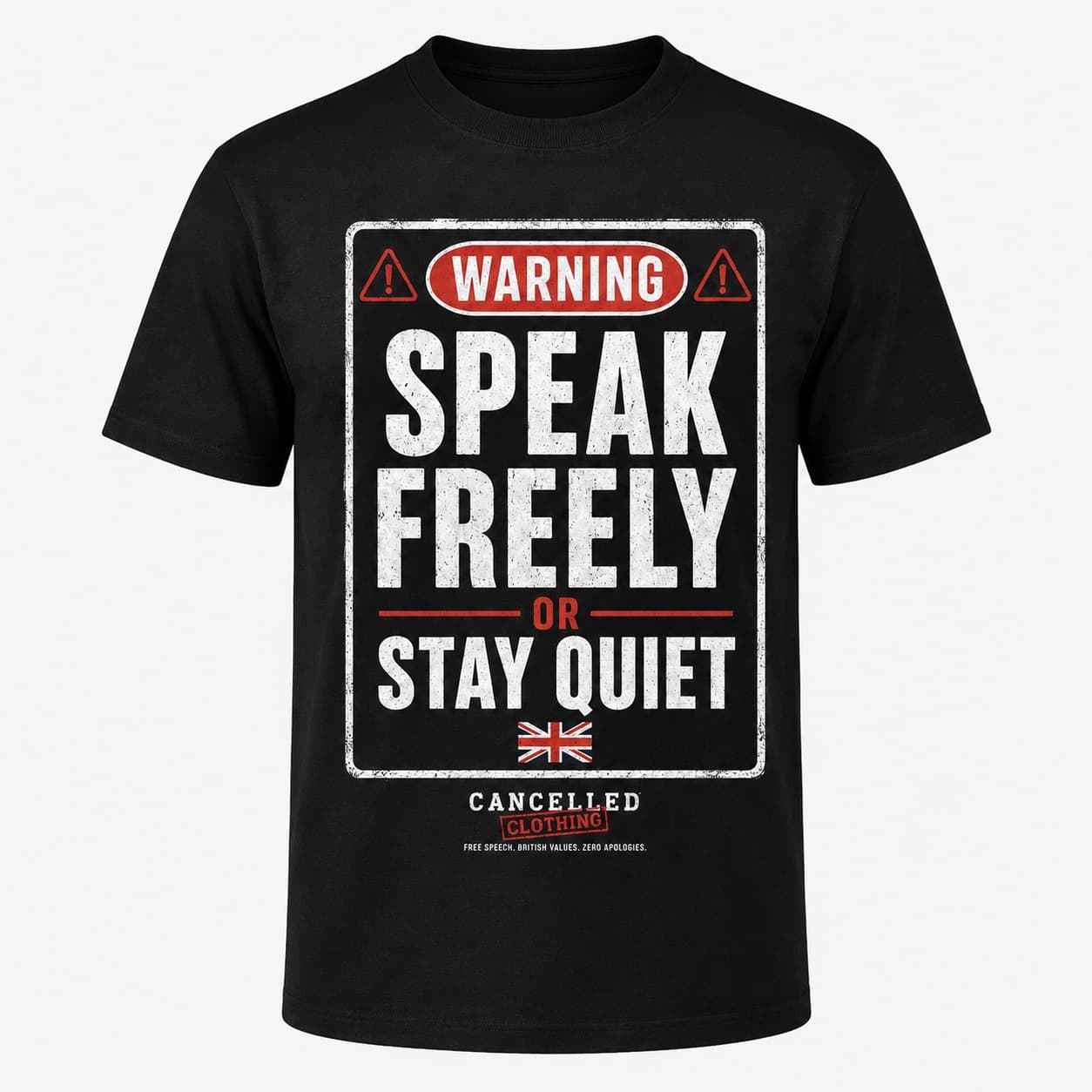 Speak Freely Or Stay Quiet t-shirt on a hanger