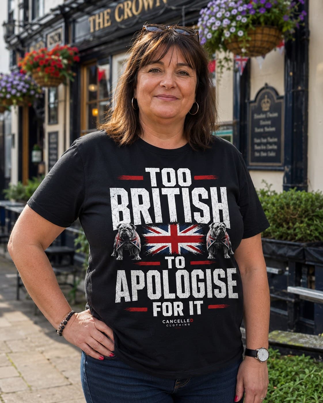 Too British To Apologise For It worn